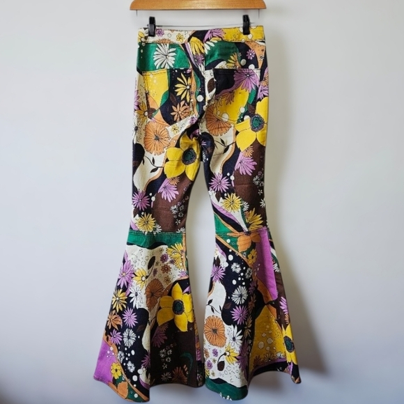 Free People Just Float On Printed Flared Jeans Size 24 Floral Sold Out Print - Picture 4 of 9